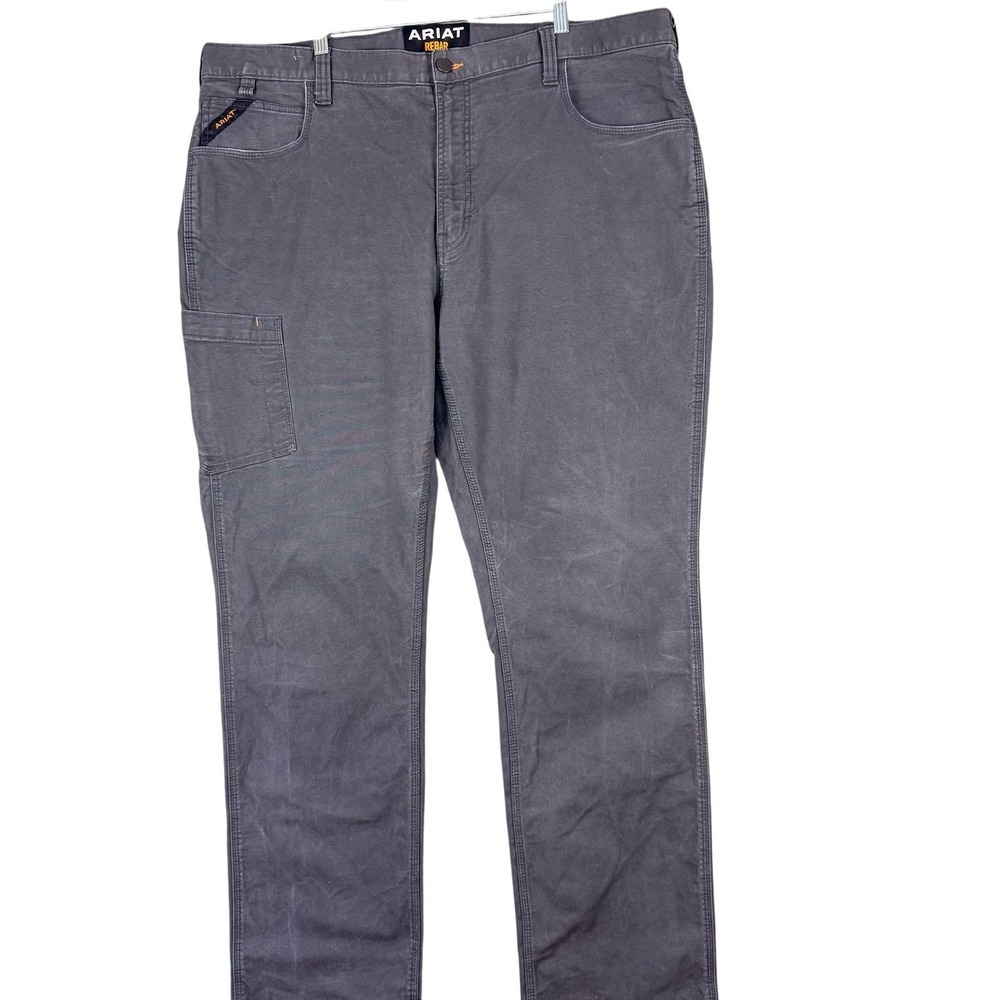 Ariat Pants Mens 42 Gray Rebar M4 Low Rise Straight Work Utility Stretch 44x35